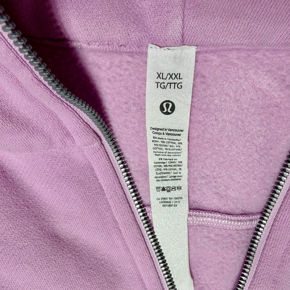 Women’s Lululemon Scuba Oversized Half-Zip Hoodie XL/XXL Dahlia Mauve - Picture 2 of 5